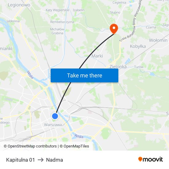 Kapitulna to Nadma map