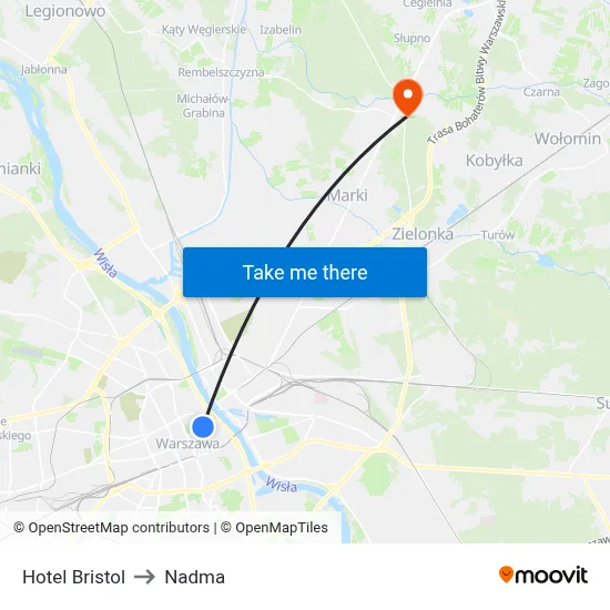 Hotel Bristol to Nadma map