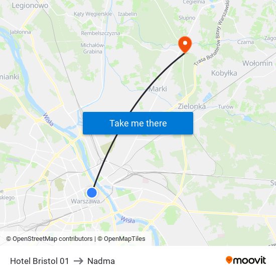 Hotel Bristol to Nadma map