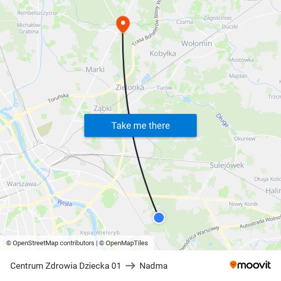 Centrum Zdrowia Dziecka 01 to Nadma map