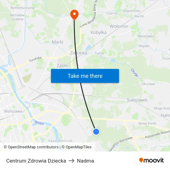 Centrum Zdrowia Dziecka to Nadma map