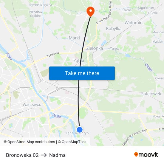 Bronowska to Nadma map