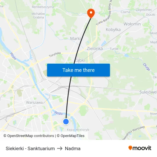 Siekierki - Sanktuarium to Nadma map