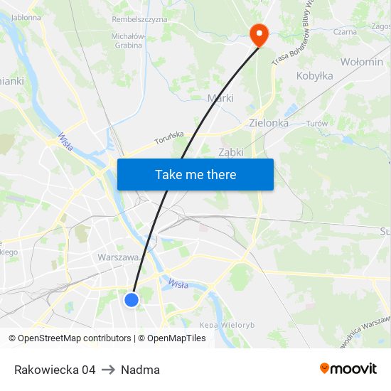 Rakowiecka 04 to Nadma map