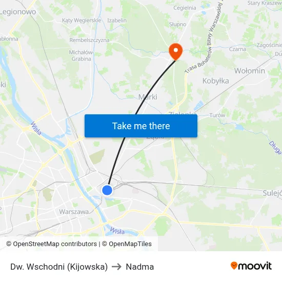 Dw. Wschodni (Kijowska) to Nadma map