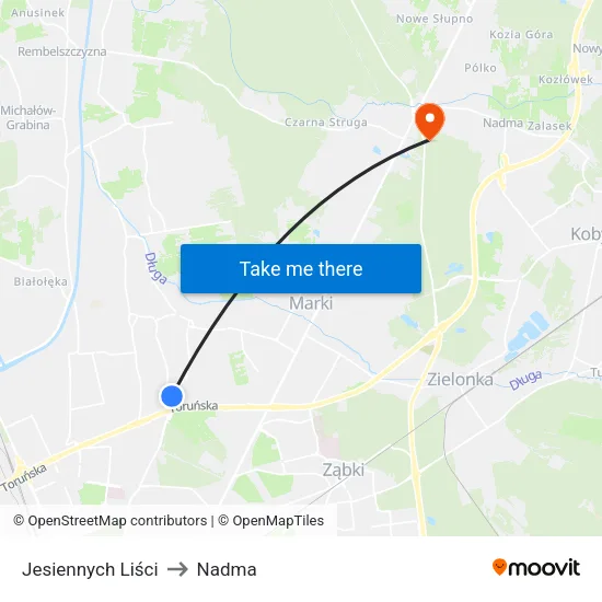 Jesiennych Liści to Nadma map