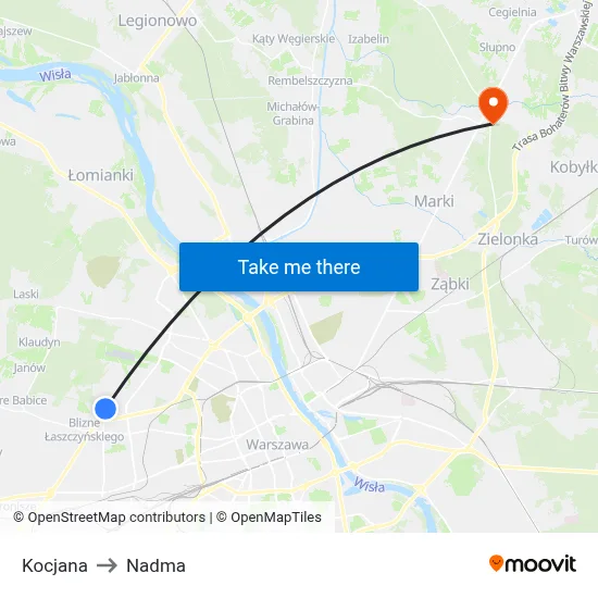 Kocjana to Nadma map