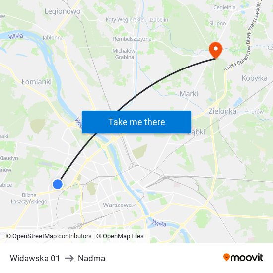 Widawska to Nadma map