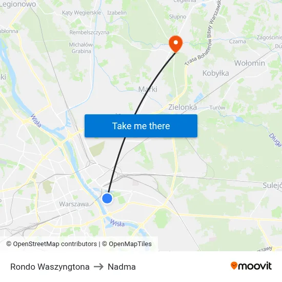 Rondo Waszyngtona to Nadma map