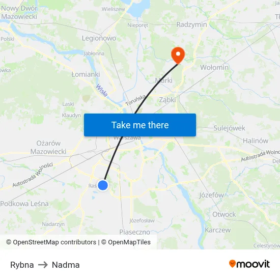 Rybna to Nadma map
