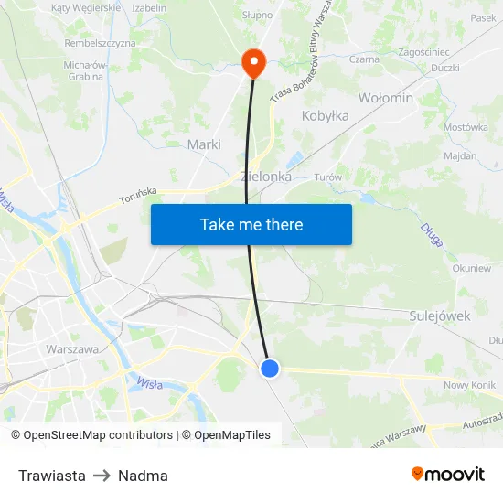 Trawiasta to Nadma map