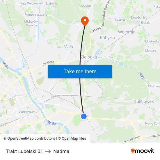 Trakt Lubelski to Nadma map