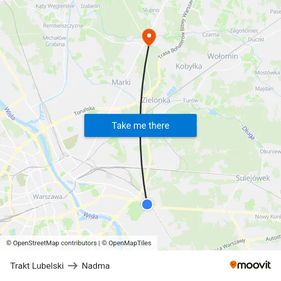 Trakt Lubelski to Nadma map