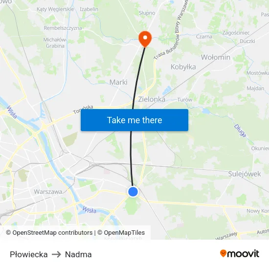 Płowiecka to Nadma map