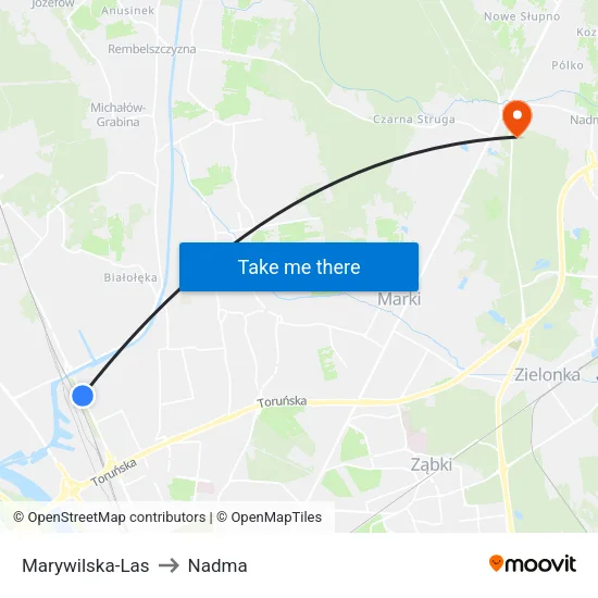 Marywilska - Las to Nadma map