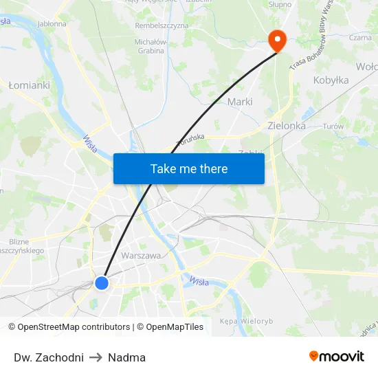 Dw. Zachodni to Nadma map