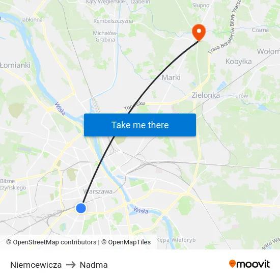 Niemcewicza to Nadma map