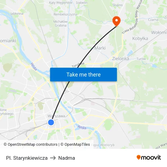 Pl. Starynkiewicza to Nadma map