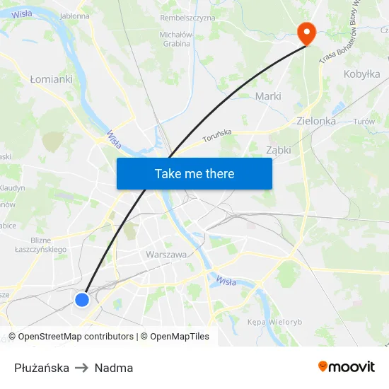 Płużańska to Nadma map