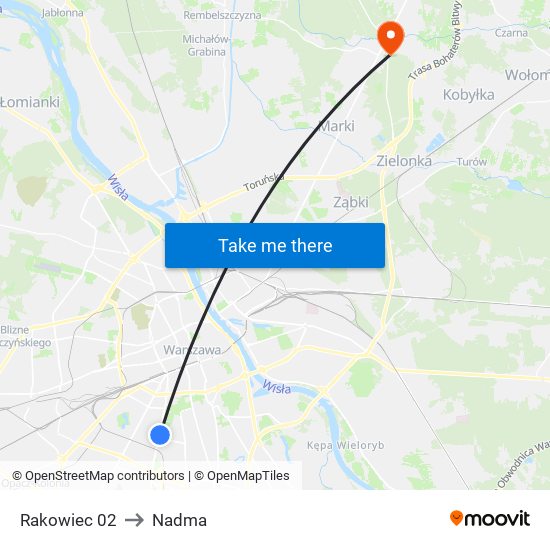 Rakowiec to Nadma map