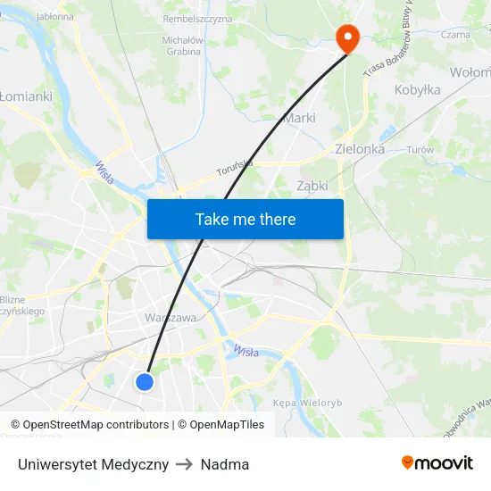 Uniwersytet Medyczny to Nadma map