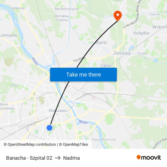 Banacha - Szpital 02 to Nadma map