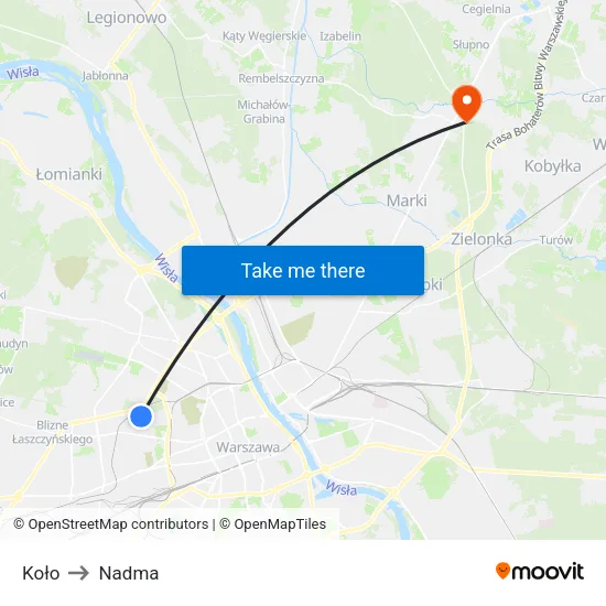 Koło to Nadma map