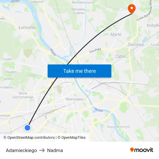 Adamieckiego to Nadma map