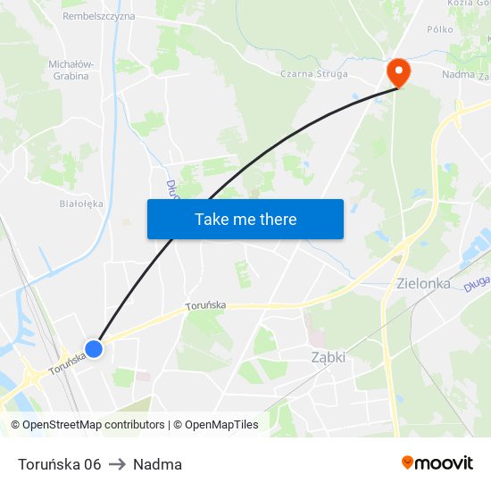 Toruńska 06 to Nadma map