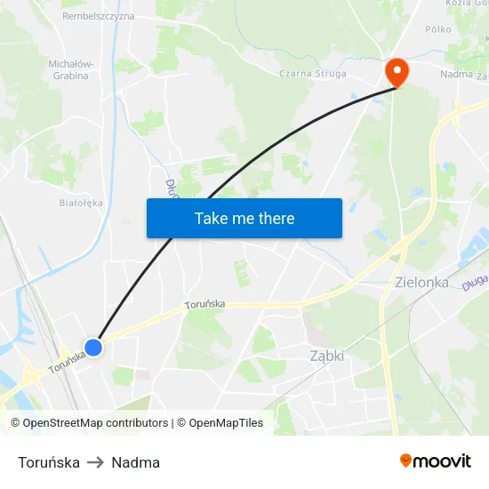 Toruńska to Nadma map