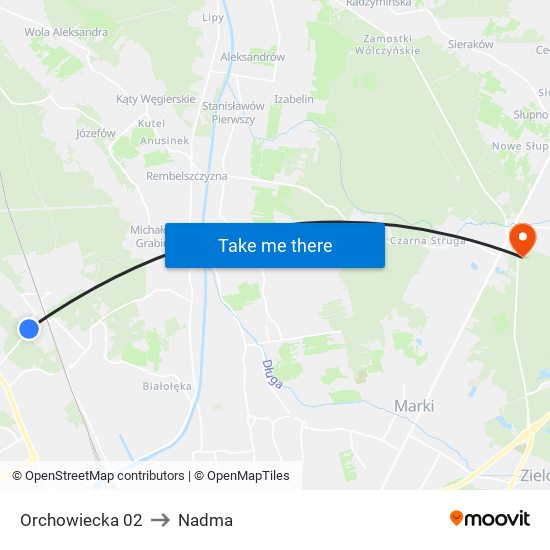 Orchowiecka 02 to Nadma map
