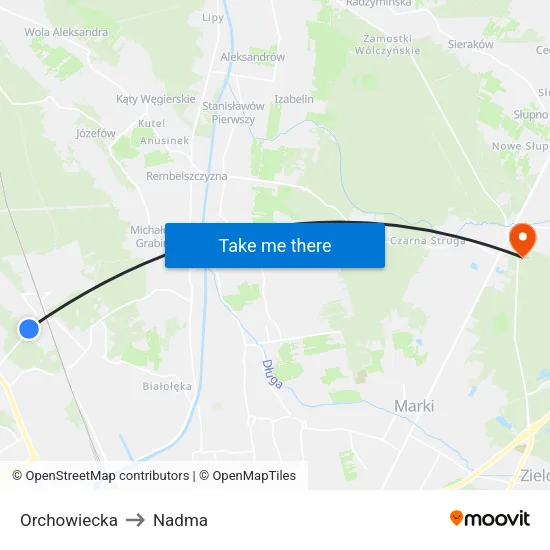 Orchowiecka to Nadma map