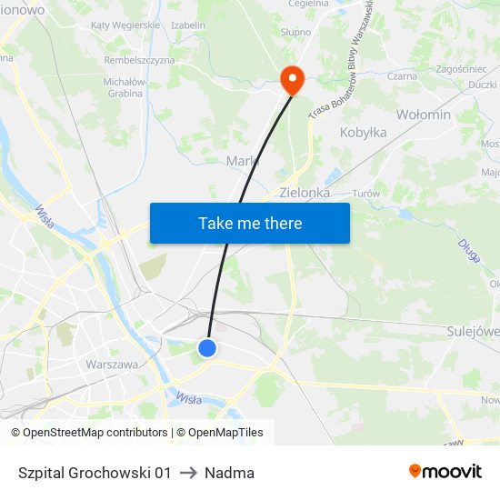 Szpital Grochowski to Nadma map