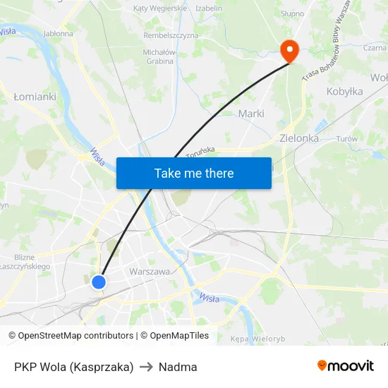 PKP Wola (Kasprzaka) to Nadma map