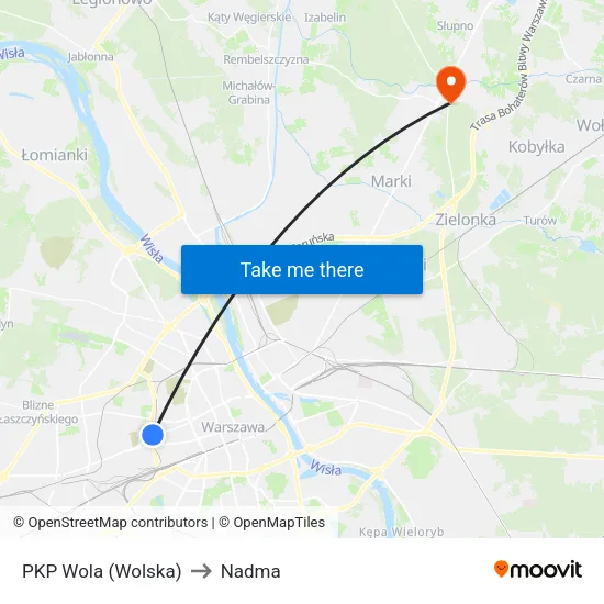 PKP Wola (Wolska) to Nadma map