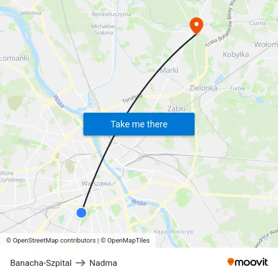 Banacha - Szpital to Nadma map