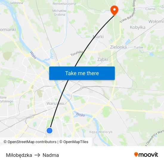 Miłobędzka to Nadma map