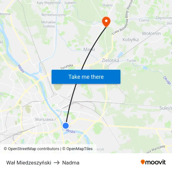Wał Miedzeszyński to Nadma map