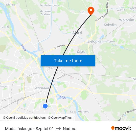 Madalińskiego-Szpital to Nadma map