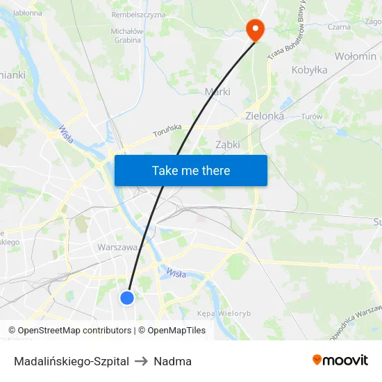 Madalińskiego - Szpital to Nadma map