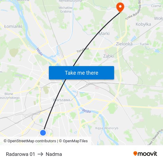 Radarowa to Nadma map