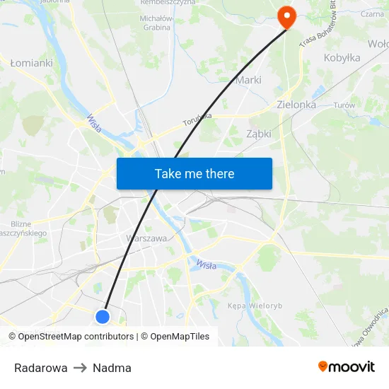 Radarowa to Nadma map