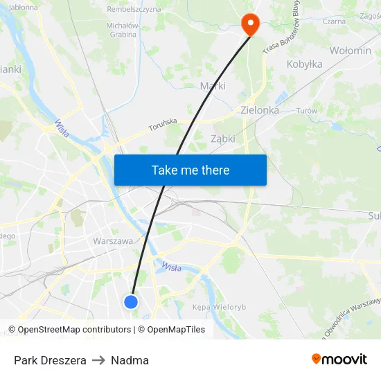 Park Dreszera to Nadma map