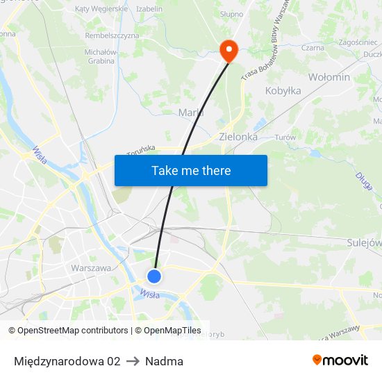 Międzynarodowa to Nadma map