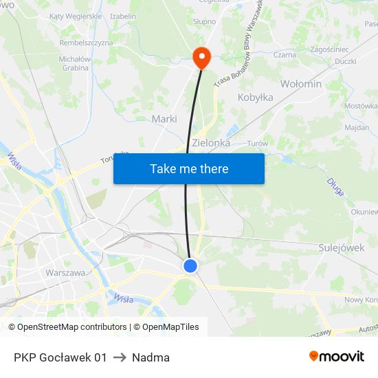 PKP Gocławek to Nadma map