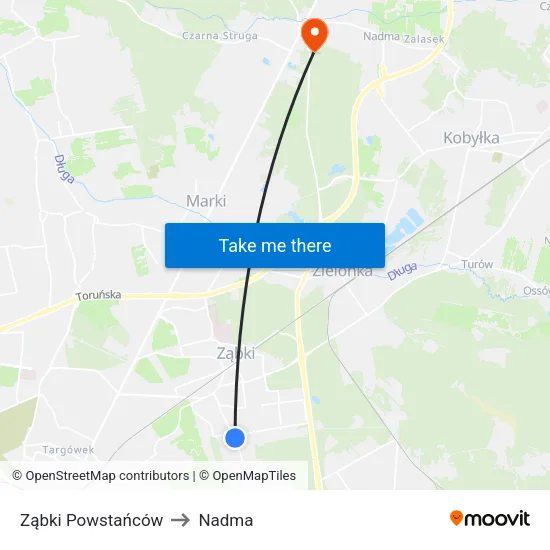 Ząbki Powstańców to Nadma map