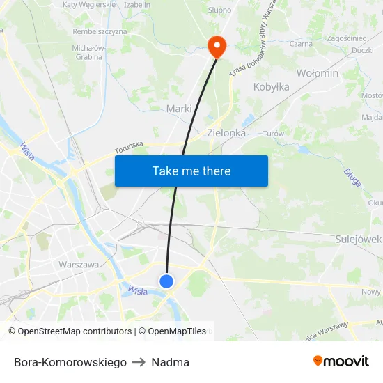 Bora - Komorowskiego to Nadma map