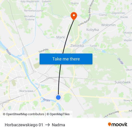 Horbaczewskiego to Nadma map