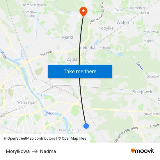 Motylkowa to Nadma map