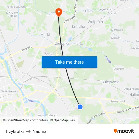 Trzykrotki to Nadma map